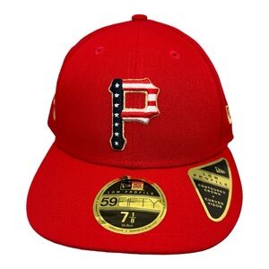 New Era 59Fifty July 4th Pittsburgh Pirates Low‎ Profile Hat Men's Sz 7-1/8